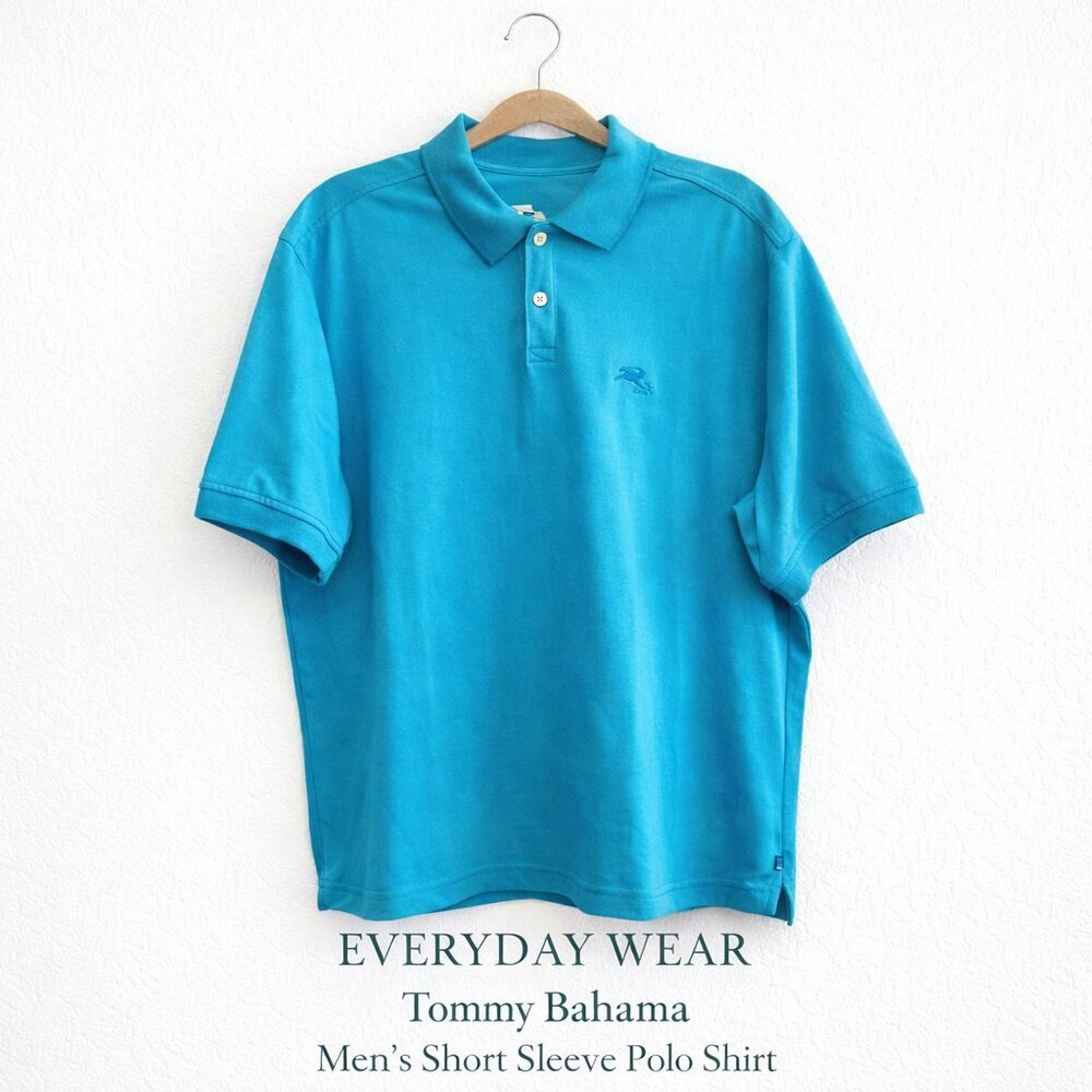 Tommy Bahama Men’s Blue Cotton Blend Polo Shirt Short Sleeve Size L NWOT